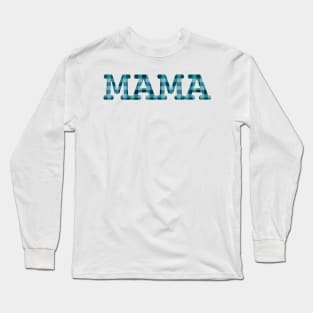 Mama Light Blue Check Design Long Sleeve T-Shirt